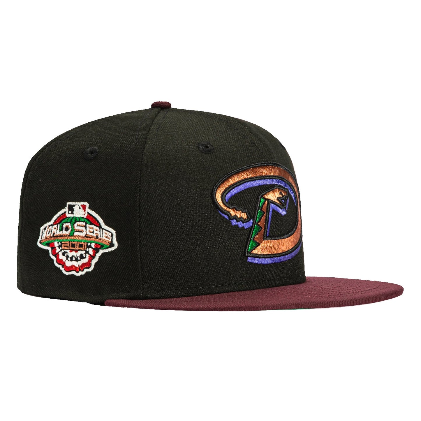 New Era 59Fifty Arizona Diamondbacks 2001 World Series Patch D Hat - Black, Maroon, Metallic Copper